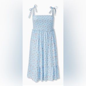 Torrid Midi Challis Smocked Dress Peach Print #059